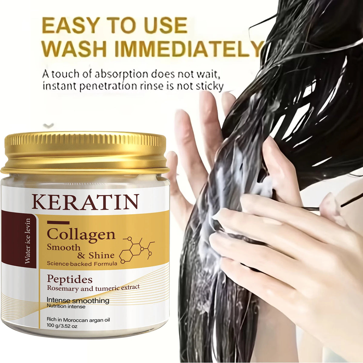 Zora Keratin and Collagen Rosemary Hair Mask for deep conditioning and nourishing hair care treatment.