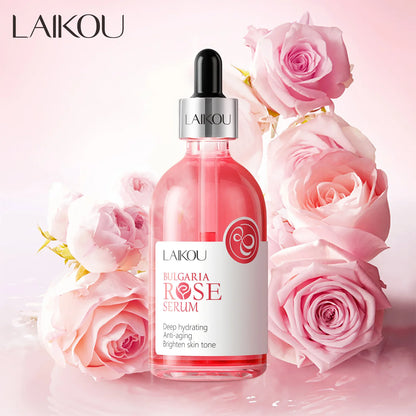 Zora Rose & Sakura Essence Serum bottle, hydrating face serum with floral ingredients, for glowing skin and moisture.
