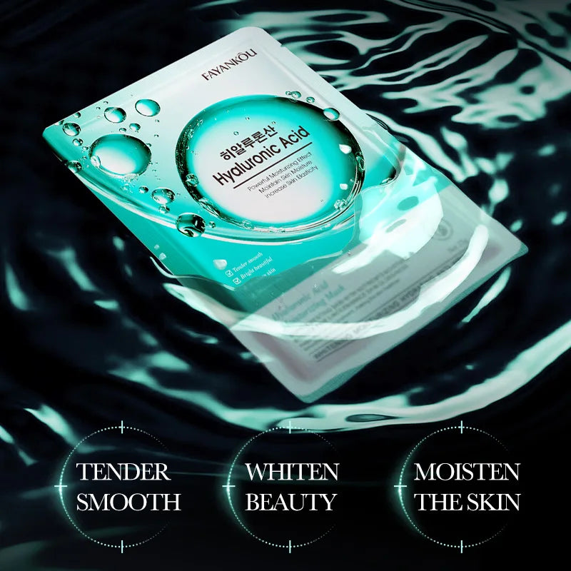 Zora Hyaluronic Acid Crystal Facial Mask with hydrating gel in a clear container, designed for nourishing and revitalizing skin.