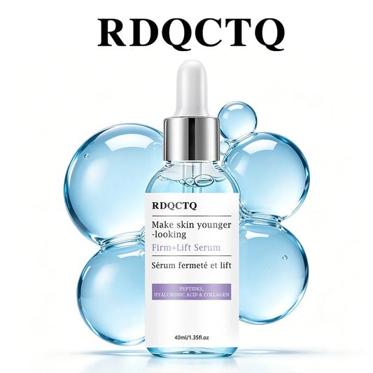 Zora peptide and hyaluronic acid collagen face serum in a clear dropper bottle for skin hydration and anti-aging.