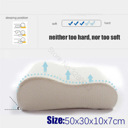 Zora ergonomic memory foam pillow with contoured shape for neck support, ideal for restful sleep and ergonomic comfort