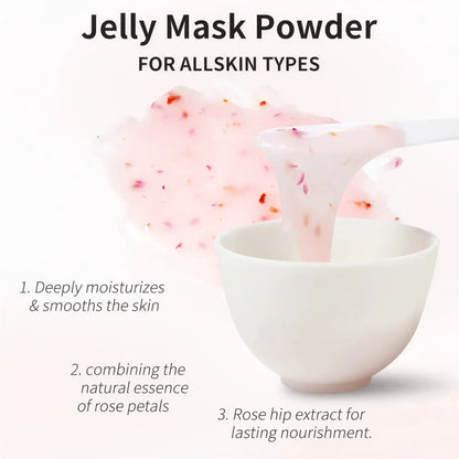 Zora Jelly Face Mask Powder in a jar, natural skincare product for face masks, with a smooth, jelly-like texture and vibrant packaging.