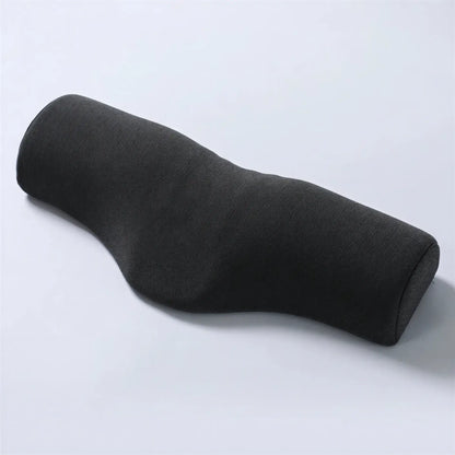 Zora Contour Memory Foam Pillow showing ergonomic design and soft white fabric cover for neck support and comfort.