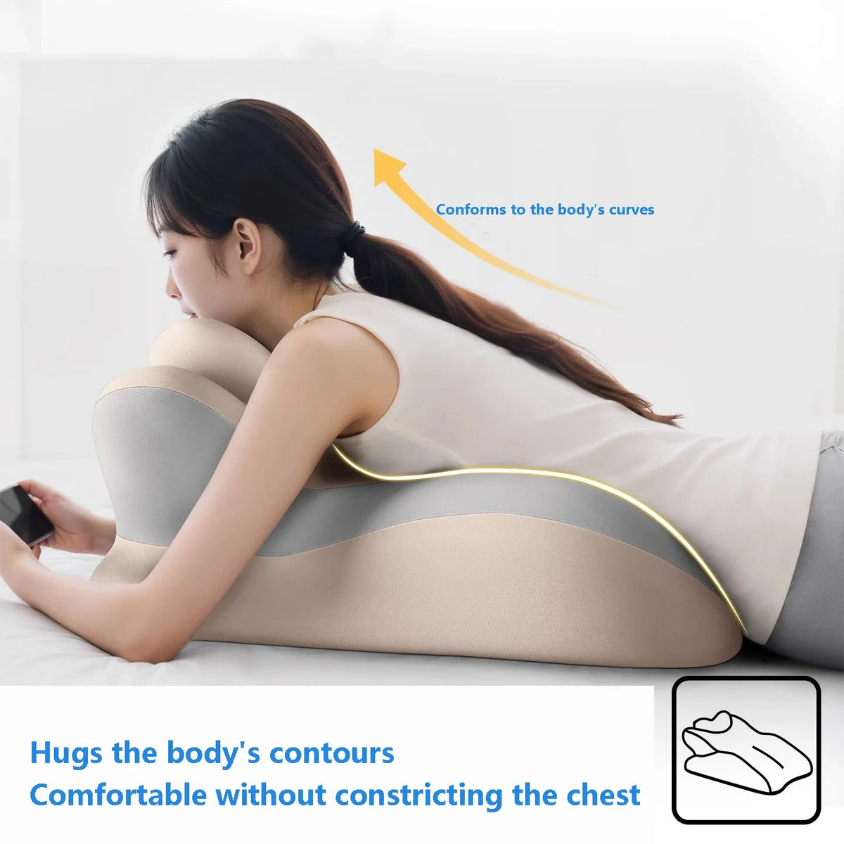 Zora ergonomic memory foam wedge pillow with supportive incline for better posture and comfort in pillows and cushions collection.