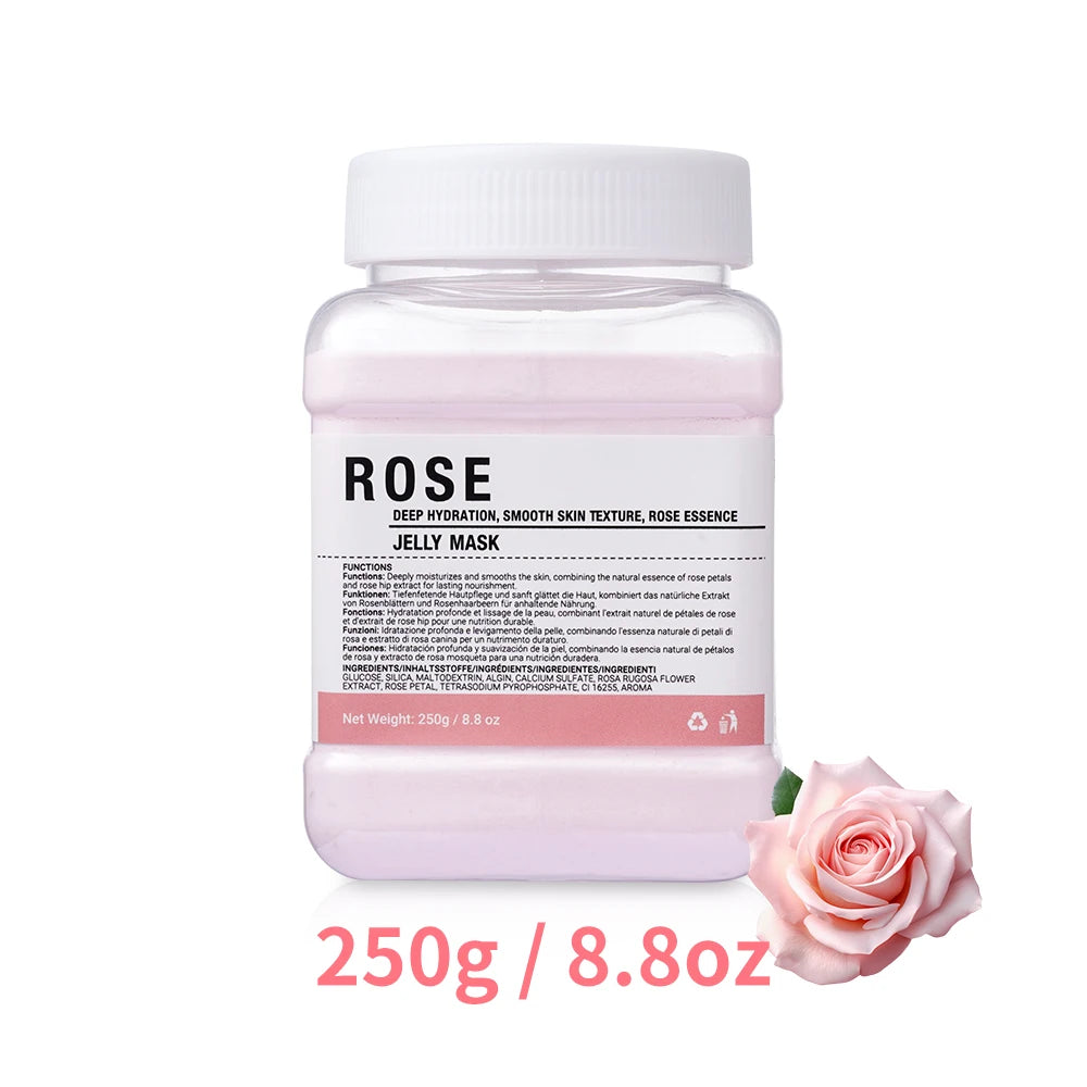 Zora Jelly Face Mask Powder in a jar, close-up of the skincare face mask product for nourishing and hydrating skin.