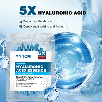 Zora Hyaluronic Acid Essence Capsules in a skincare product container with capsules visible, designed for hydrating skin.