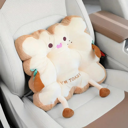 Zora toast-shaped seat and back cushion with soft fabric cover, designed for comfortable support and decorative appeal.