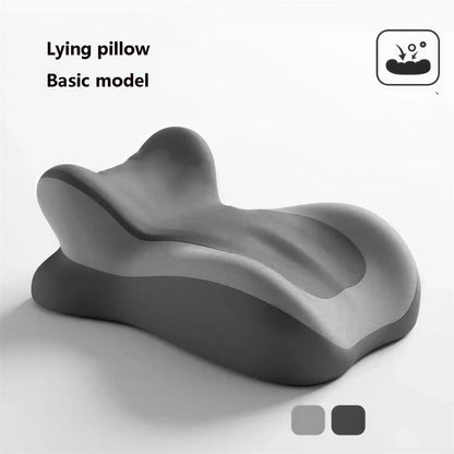 Zora ergonomic memory foam wedge pillow with supportive incline for sleeping or reading, showcasing its smooth, neutral-colored fabric surface.