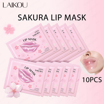 Zora LAIKOU Sakura Lip Mask in a jar, moisturizing lip care product with cherry blossom scent and pink packaging.