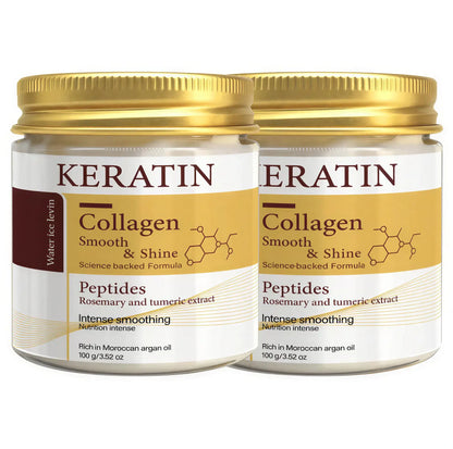 Zora Keratin and Collagen Rosemary Hair Mask in a jar, showing the deep conditioning hair treatment for healthy, shiny hair.