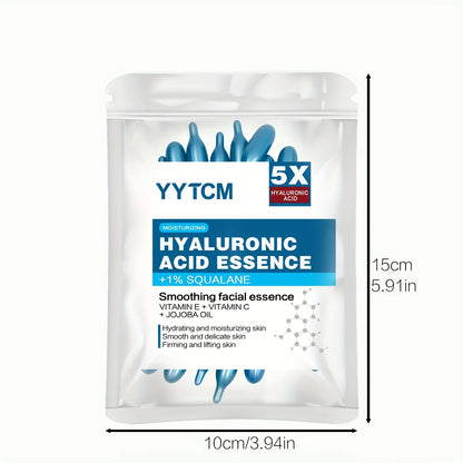 Zora Hyaluronic Acid Essence Capsules in a glass jar, skincare product with small round capsules for hydrating skin.
