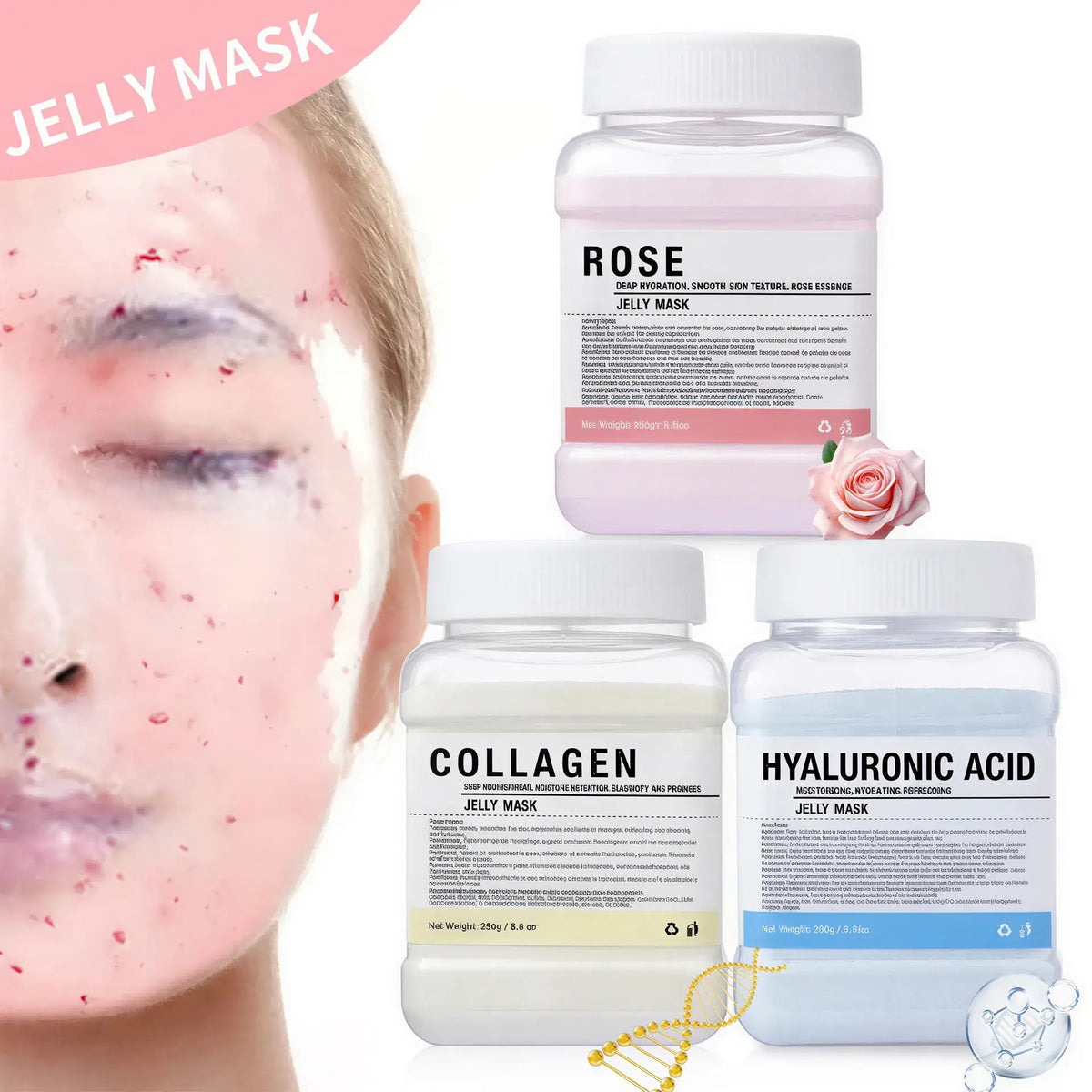 Zora Jelly Face Mask Powder in a jar, showcasing the vibrant, gel-like skincare face mask with natural ingredients and packaging.