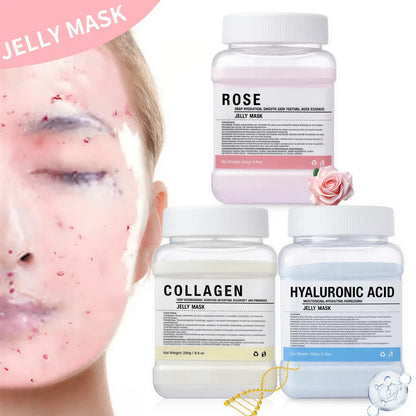 Zora Jelly Face Mask Powder in a jar, showcasing the vibrant, gel-like skincare face mask with natural ingredients and packaging.