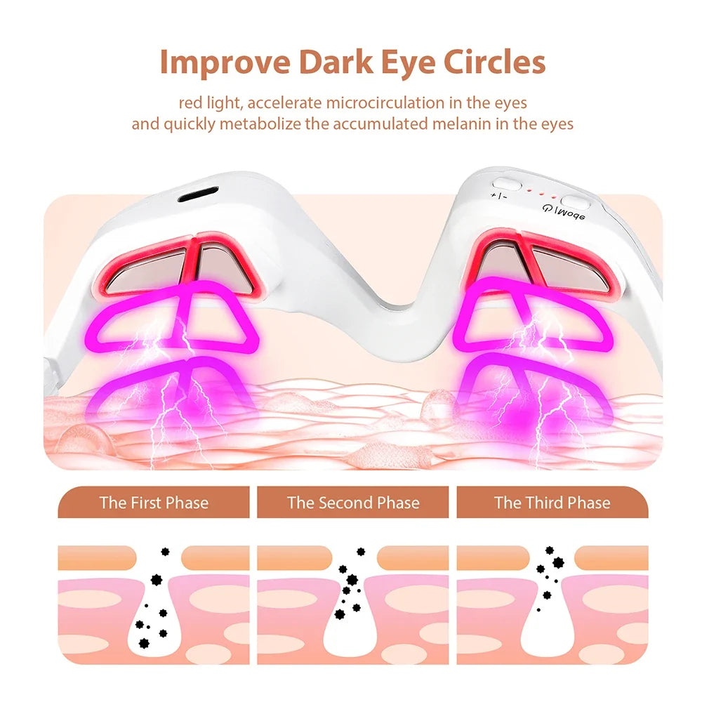 Zora 3D Eye Relaxation Massager wearable device for eye care, featuring soft padding and adjustable straps for comfort.