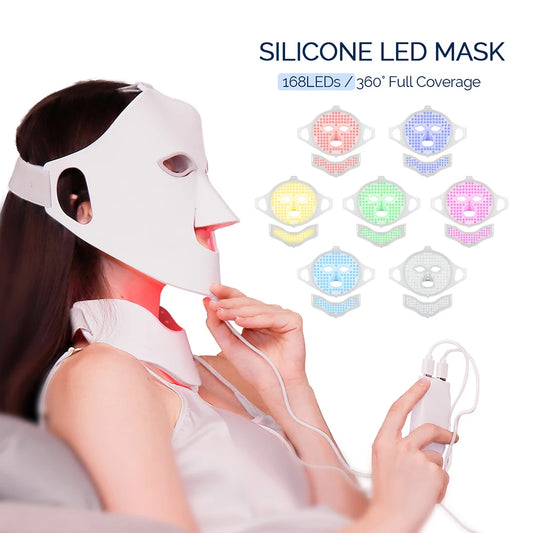 7-Color LED Face & Neck Light Therapy Mask