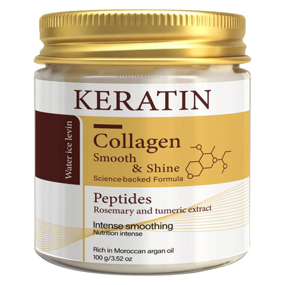 Zora Keratin and Collagen Rosemary Hair Mask for deep conditioning and hair repair, shown in a sleek jar with rosemary sprigs