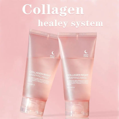 Zora Collagen Overnight Peel-Off Face Mask applied on skin, showcasing its smooth, clear appearance for skincare rejuvenation.