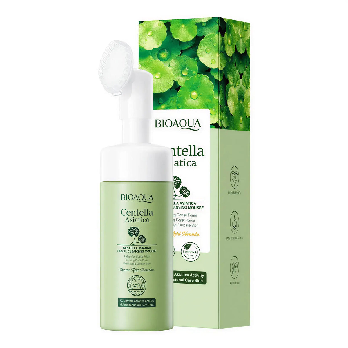 BIOAQUA Zora Centella Facial Cleansing Mousse with Brush, gentle daily skincare cleanser for clean, refreshed skin.