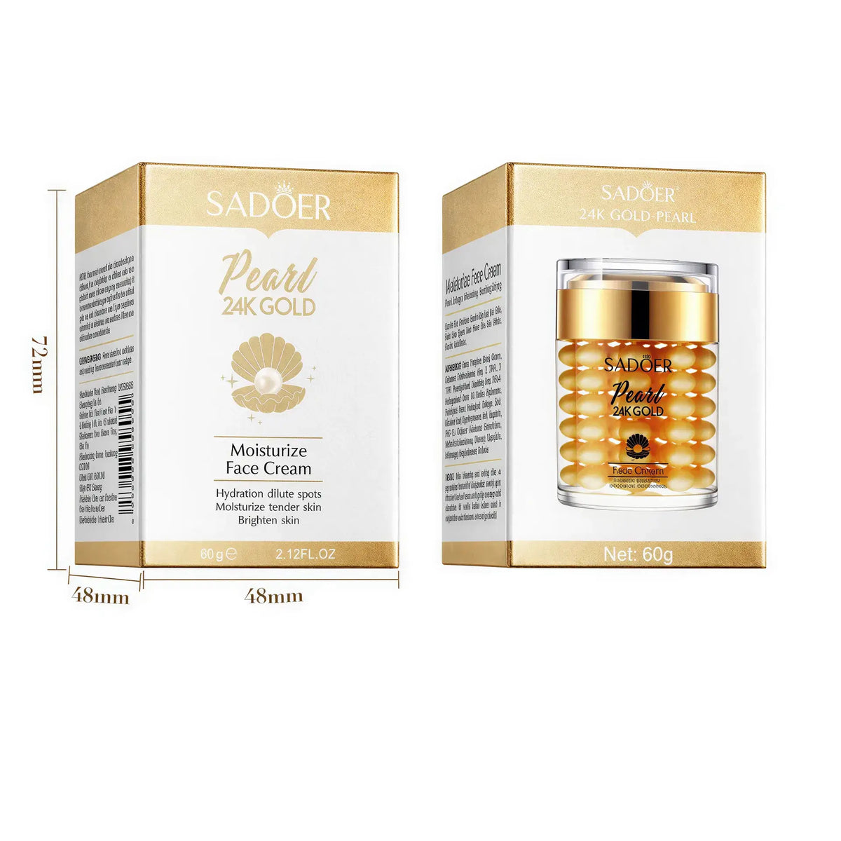 Zora 24K Golden Pearl Collagen Face Cream jar with gold accents, highlighting hydrating skincare and luxurious packaging.