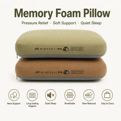 Zora portable memory foam travel neck pillow in gray, designed for comfortable support during travel.