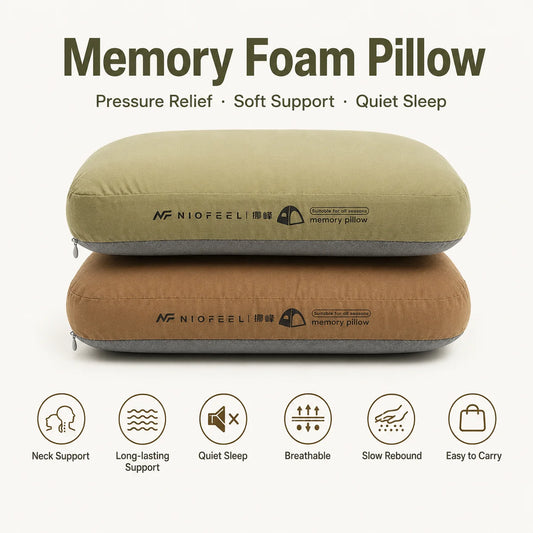 Zora portable memory foam travel neck pillow in gray, designed for comfortable support during travel.