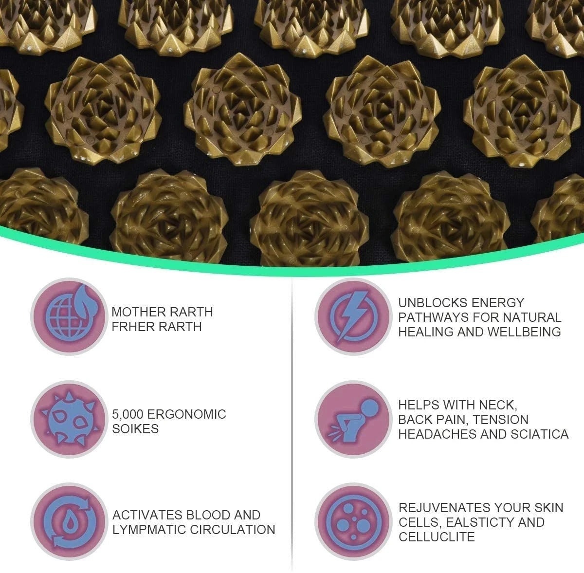 Zora acupressure massage mat and pillow set with textured surface for relaxation and pain relief, designed for full-body comfort.