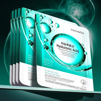Zora Hyaluronic Acid Crystal Facial Mask showing a close-up of the skincare mask with a shimmering, gel-like texture for glowing skin.