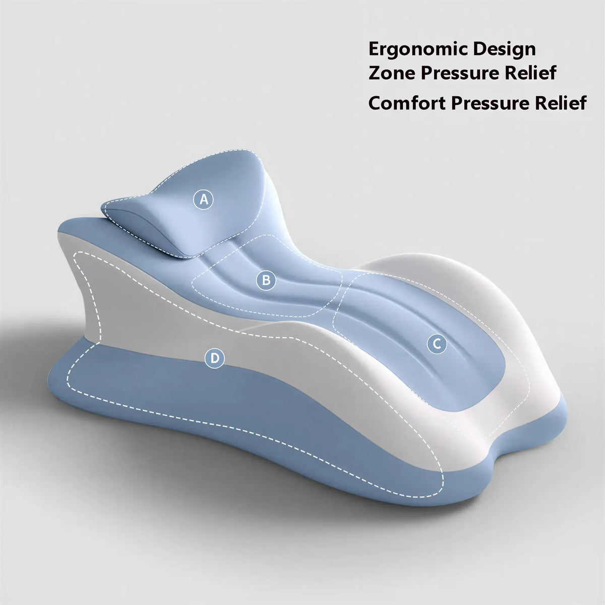 Zora ergonomic memory foam wedge pillow with a soft cover, designed for lumbar support and comfortable elevation.