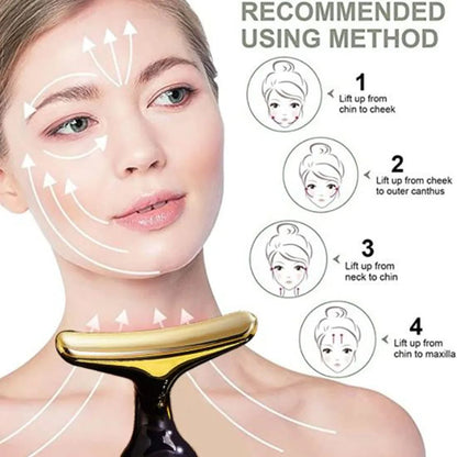 Zora ES-1081 3-in-1 facial, neck, and eye beauty device with massaging heads for skincare and rejuvenation.