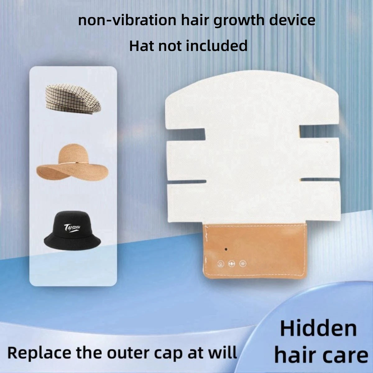 Zora Red Light Hair and Scalp Care Cap for light therapy, with adjustable straps and LED lights in a sleek black design.