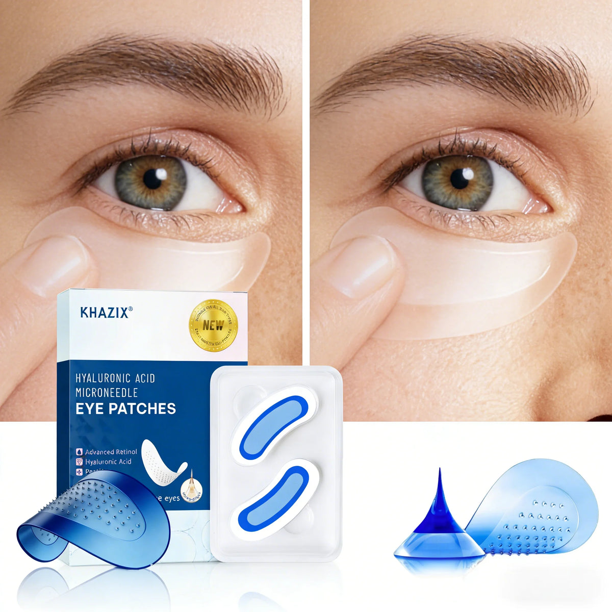 Retinol Microneedle Eye Patches with Hyaluronic Acid