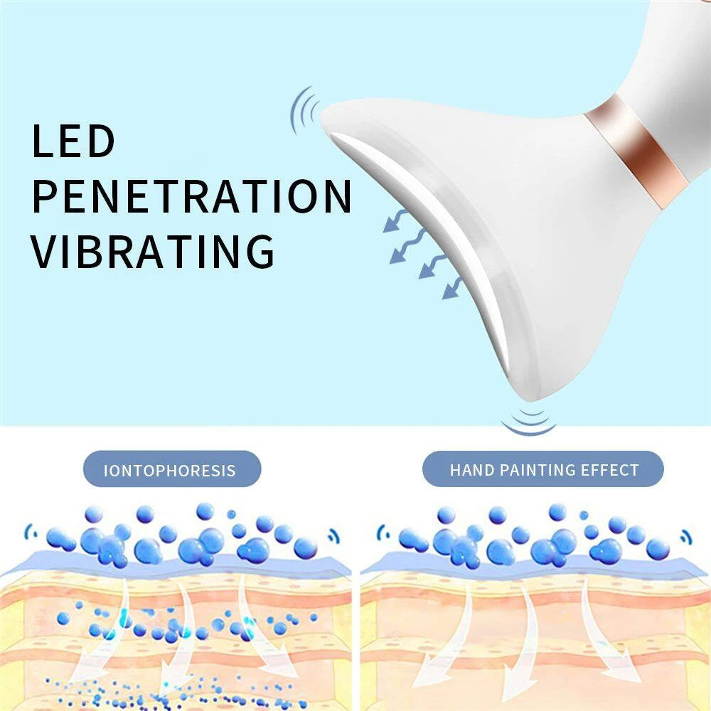Zora Microcurrent Facial and Neck Massager in black with sleek design, used for facial lifting and skin toning.