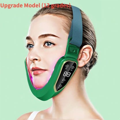Zora LED facial massage and light therapy belt with adjustable strap, designed for skincare and facial rejuvenation.