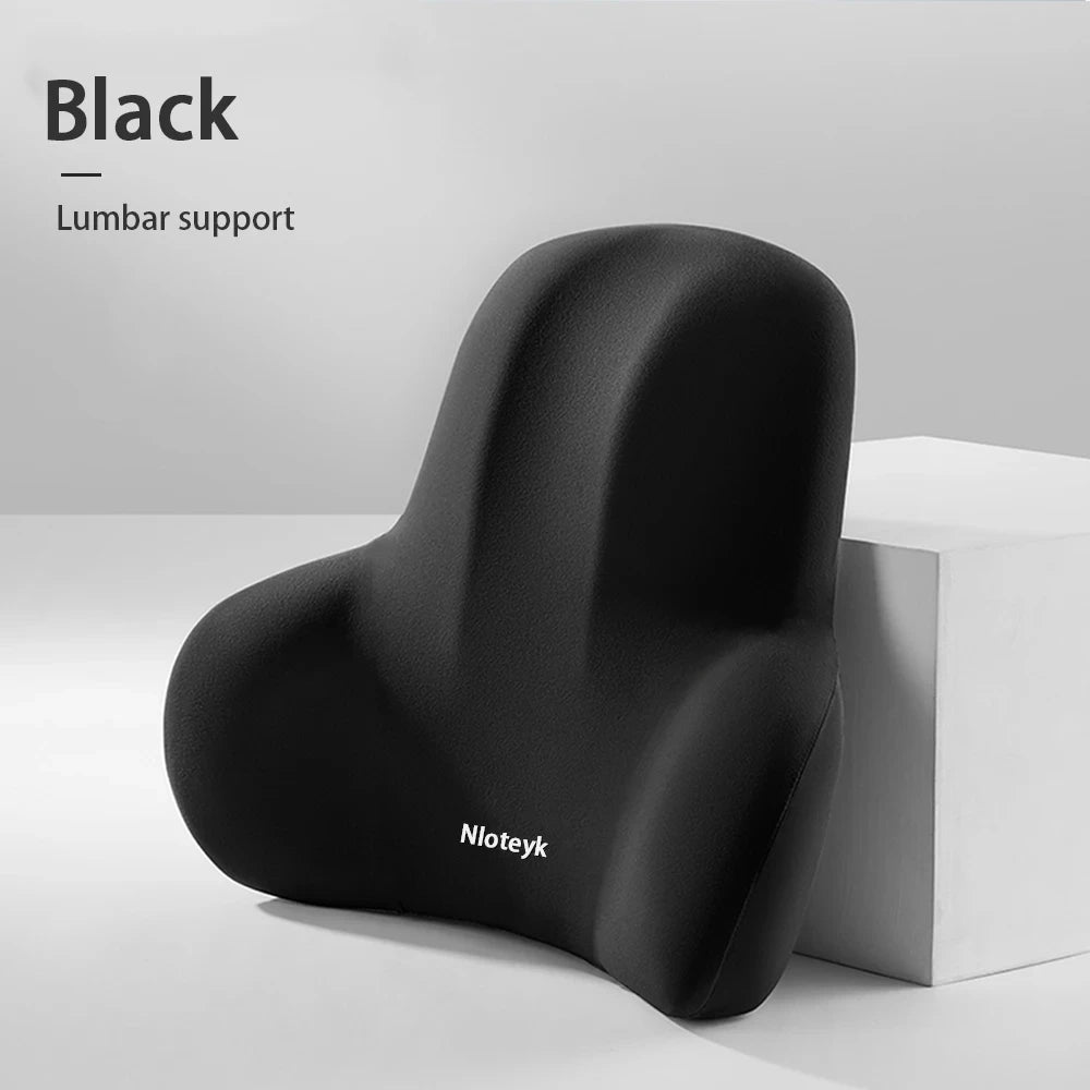 Zora Memory Foam Car Headrest Pillow attached to vehicle seat for comfortable neck support during driving.