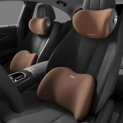 Zora memory foam car headrest and lumbar cushion set with ergonomic design for comfortable support during drives