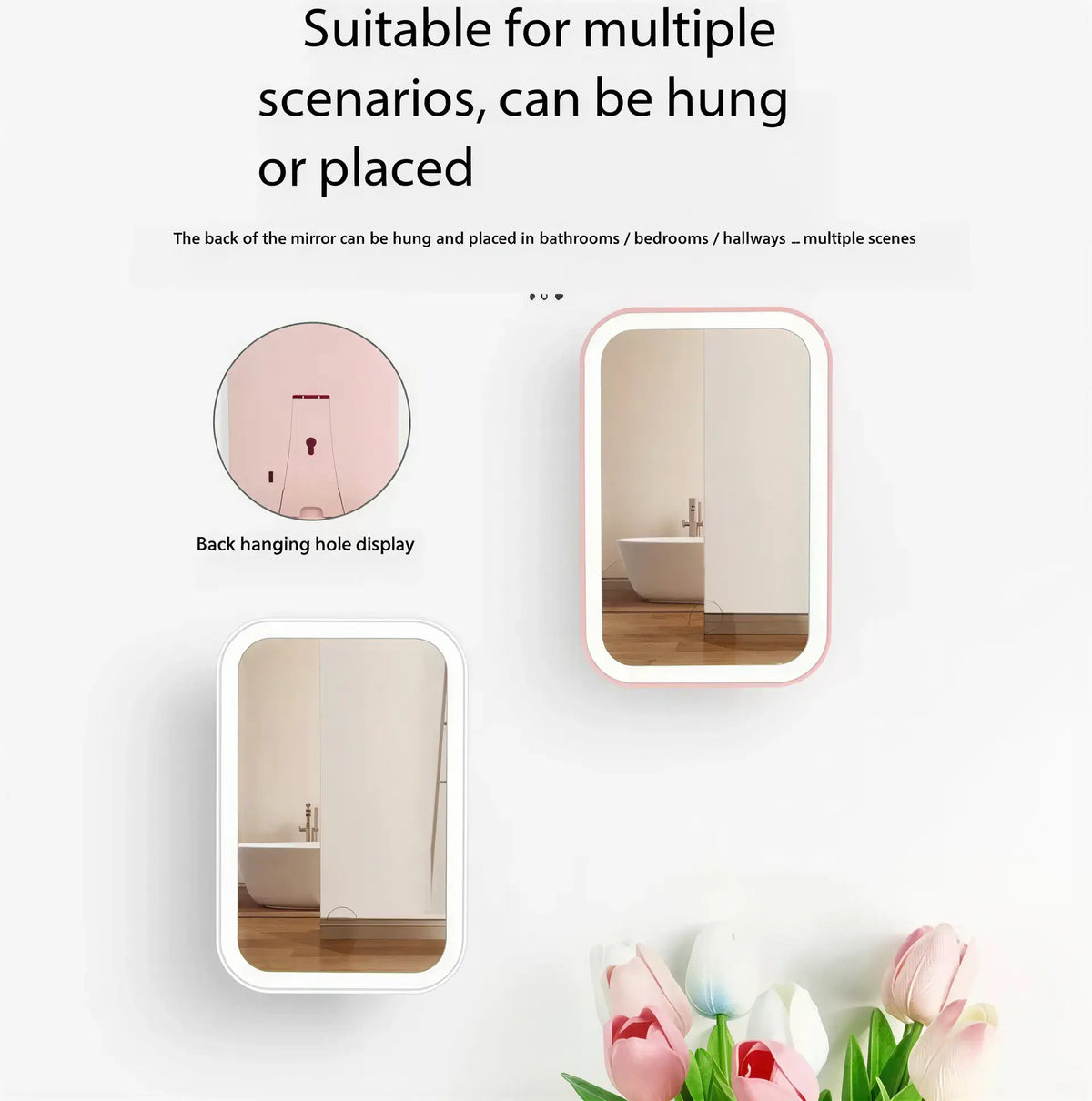 Zora LED Touch Makeup Mirror with illuminated surface and sleek design, perfect for precise beauty application.