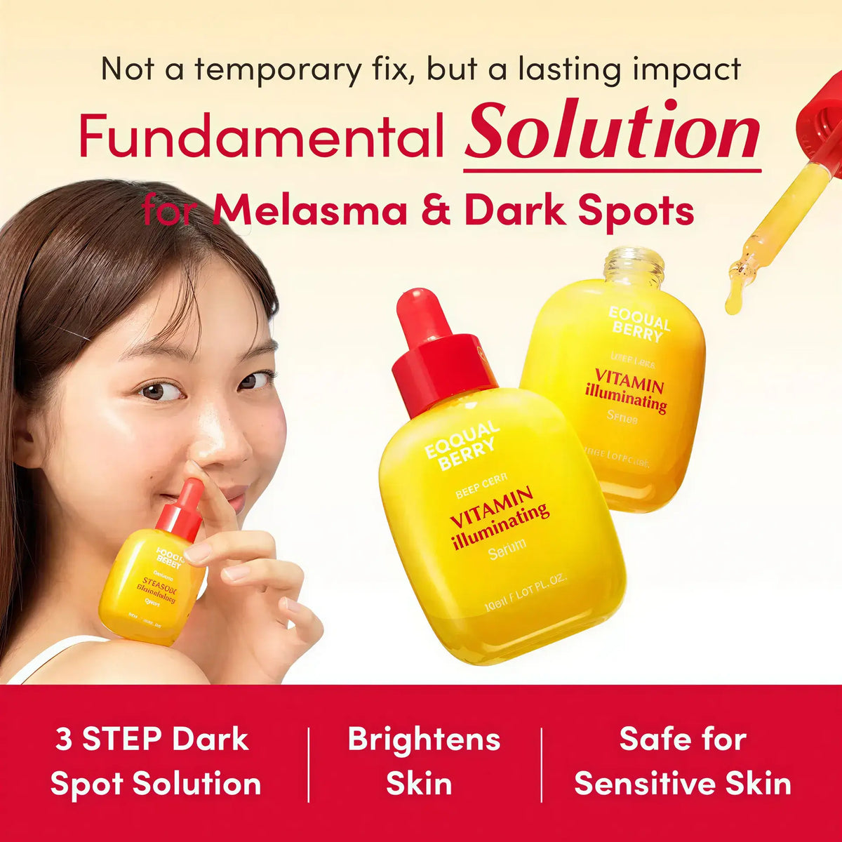 Zora Vitamin C and Niacinamide Face Serum with Hyaluronic Acid in a clear glass bottle, displayed with dropper applicator.