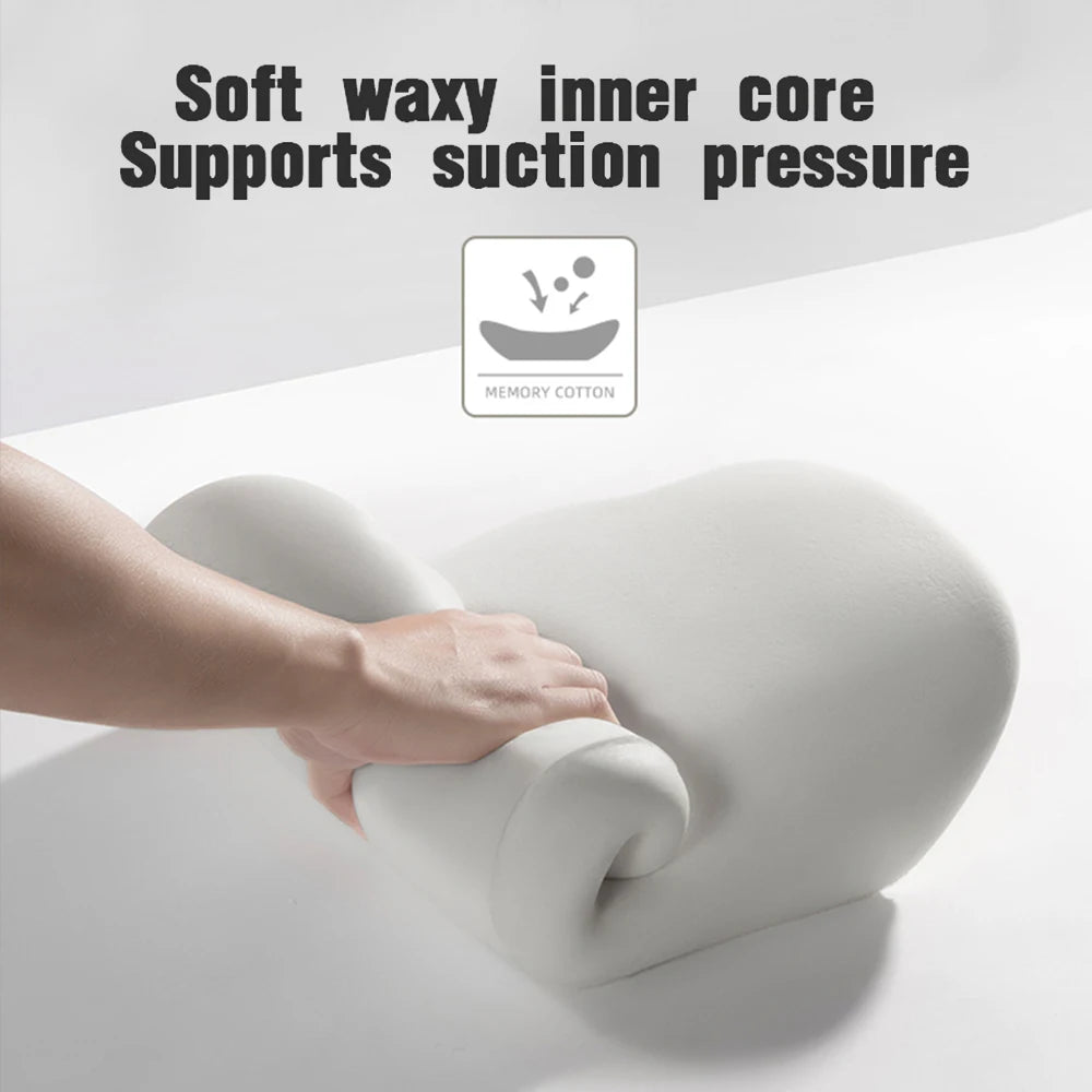 Zora Memory Foam Car Headrest Pillow attached to car seat for added neck support and comfort during driving.
