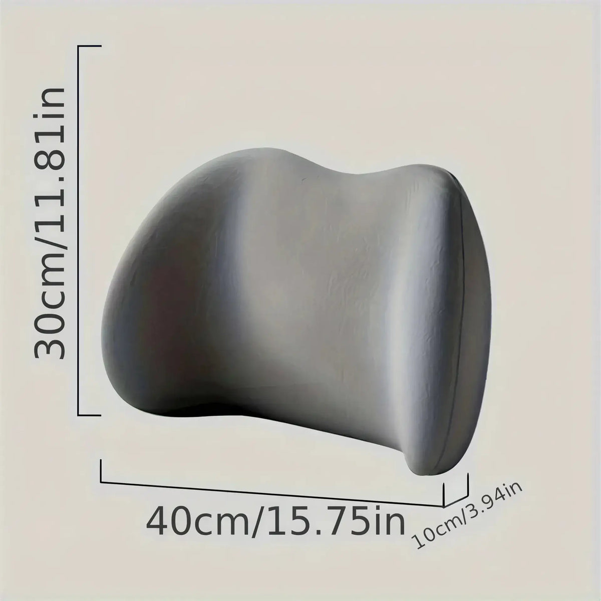 Zora ergonomic memory foam lumbar support cushion for seat comfort and back pain relief, shown in a close-up image.