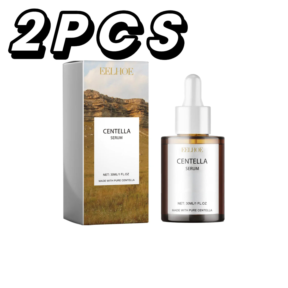 Zora Centella Asiatica Gotu Kola Serum in a clear glass bottle with dropper, designed for soothing facial skincare.
