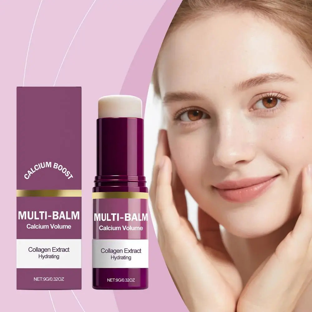 Zora Collagen Moisturizing Balm Stick for face, eye, and neck care, shown as a sleek white stick with a twist-up design.
