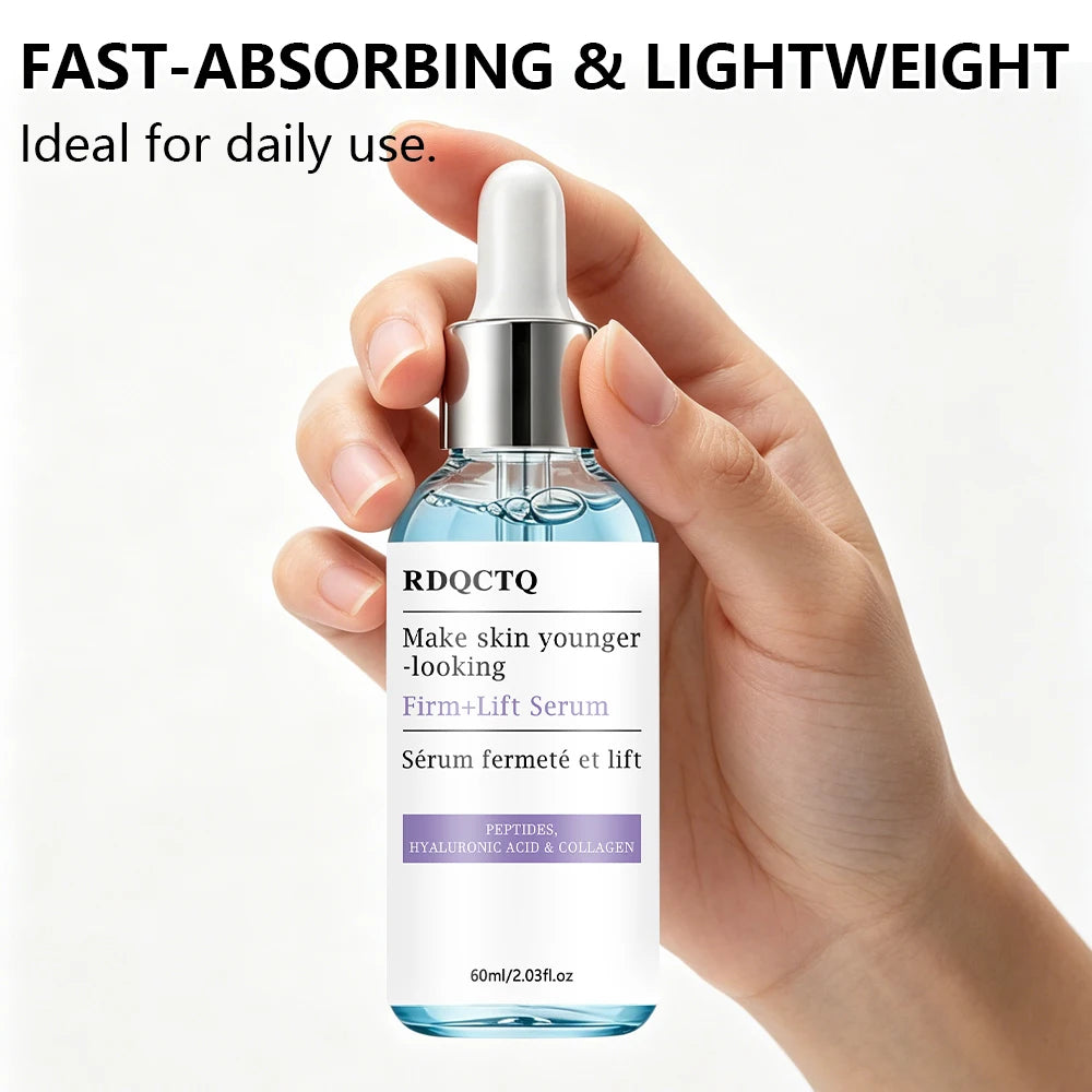 Zora peptide and hyaluronic acid collagen face serum in a clear glass bottle with dropper for skincare.