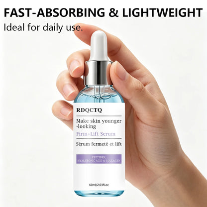 Zora peptide and hyaluronic acid collagen face serum in a clear glass bottle with dropper for skincare.