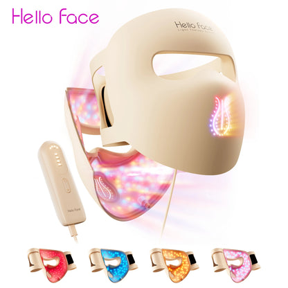 Zora M300 LED face mask for light therapy, featuring multiple LED panels and adjustable straps, used for skincare treatments.