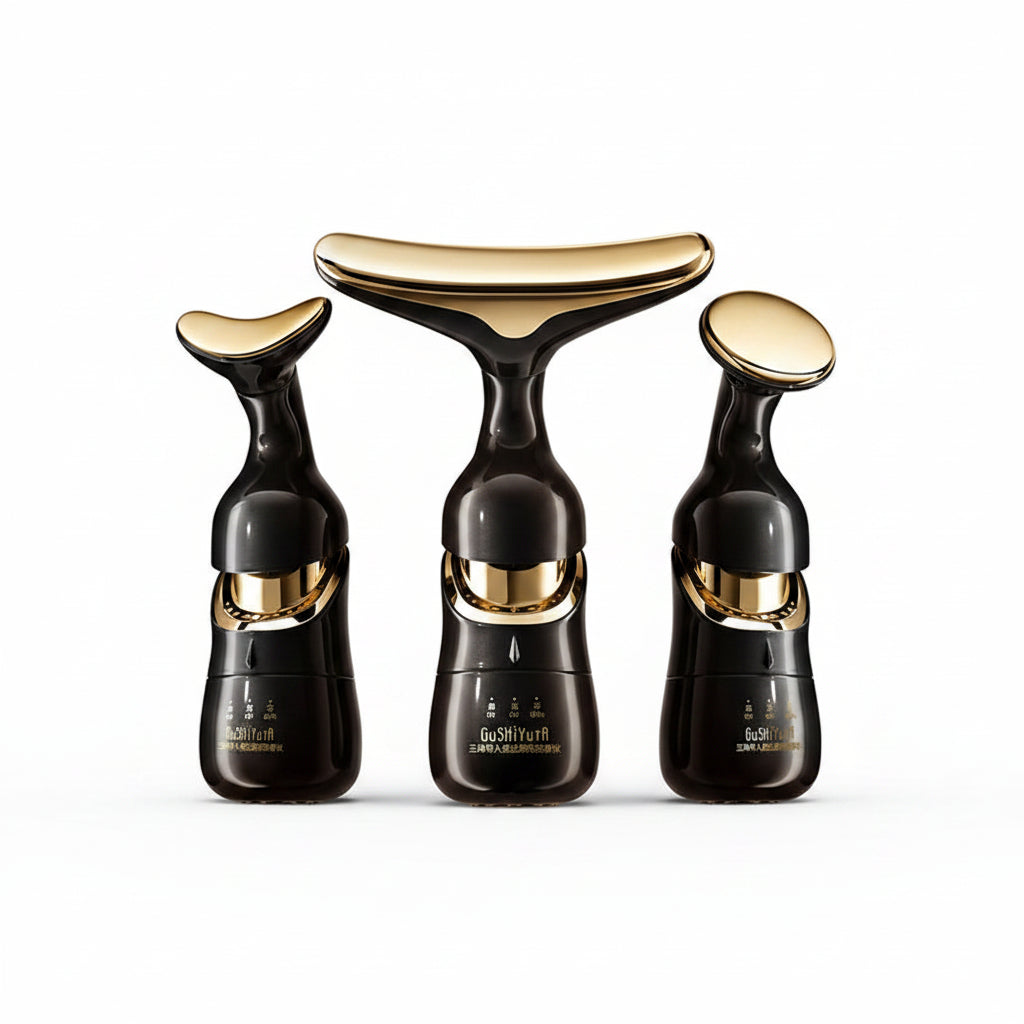 Zora ES-1081 3-in-1 facial, neck, and eye beauty device with massaging heads for skincare and facial massage.