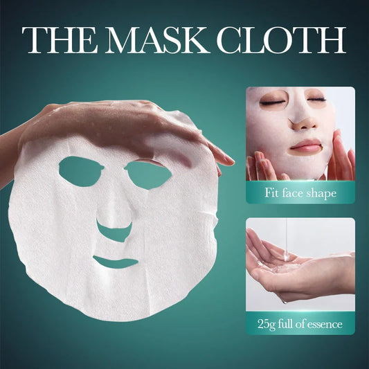Zora Hyaluronic Acid Crystal Facial Mask showing a close-up of the mask's textured surface for deep hydration.