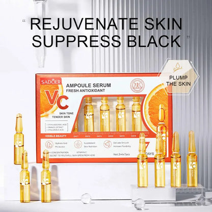 Zora hyaluronic acid ampoule serum vials for deep hydration, featuring clear glass vials and a white pump dispenser.